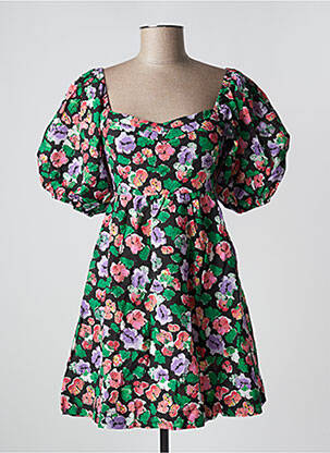 Robe courte coupe évasée manches courtes noir GRACE & MILA femme