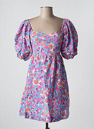 Robe courte coupe évasée manches courtes bleu GRACE & MILA femme