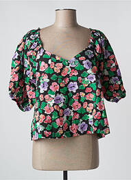 Blouse imprimé fleurs manches courtes noir GRACE & MILA femme