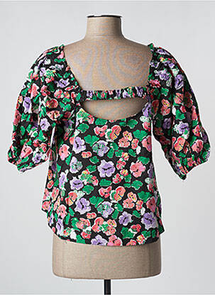 Blouse imprimé fleurs manches courtes noir GRACE & MILA femme