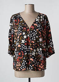 Blouse imprimé fleurs manches 3/4 noir DES PETITS HAUTS femme