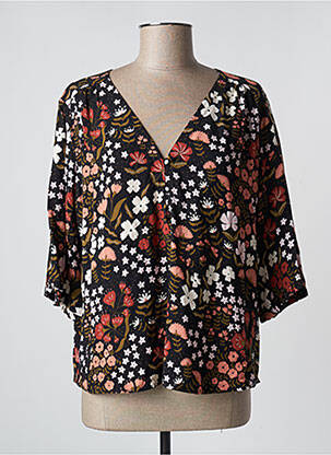 Blouse imprimé fleurs manches 3/4 noir DES PETITS HAUTS femme