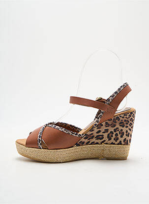 Espadrilles tissage satiné talon de 7 à 9cm marron ELIZABETH STUART femme