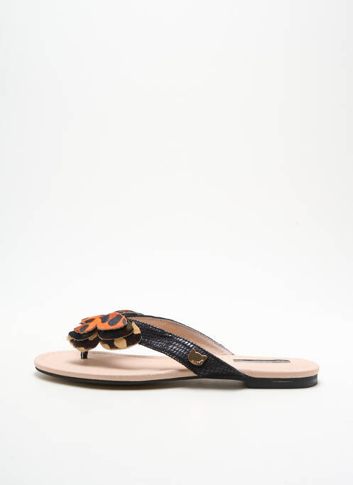Tongs impression talon plat jusqu'à 3cm noir LOLLIPOPS femme