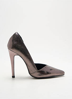 Escarpins bout pointu talon haut de 10cm et plus argent ILARIO FERUCCI femme