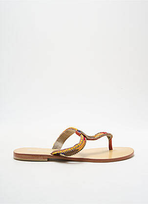 Tongs semelle extérieure cuir talon plat jusqu'à 3cm orange ILARIO FERUCCI femme