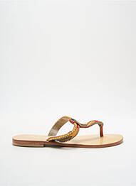 Tongs semelle extérieure cuir talon plat jusqu'à 3cm orange ILARIO FERUCCI femme