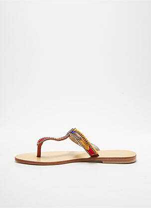 Tongs semelle extérieure cuir talon plat jusqu'à 3cm orange ILARIO FERUCCI femme
