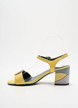 Sandales/nu pieds tissage satiné talon de 4 à 6cm jaune METAMORF'OSE femme