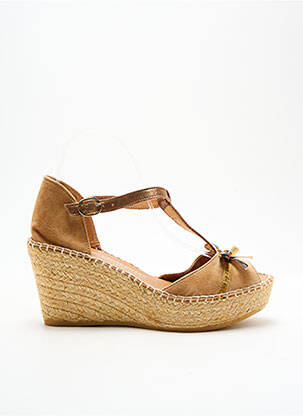 Espadrilles tissage satiné talon de 7 à 9cm marron NATURAL ESPADRILLES femme