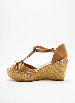 Espadrilles tissage satiné talon de 7 à 9cm marron NATURAL ESPADRILLES femme