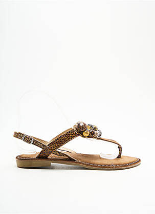 Tongs impression talon plat jusqu'à 3cm marron LIBRE COMME L'AIR femme