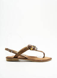 Tongs impression talon plat jusqu'à 3cm marron LIBRE COMME L'AIR femme