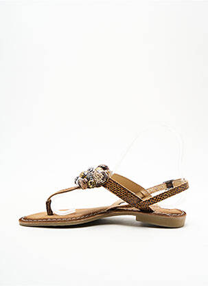 Tongs impression talon plat jusqu'à 3cm marron LIBRE COMME L'AIR femme