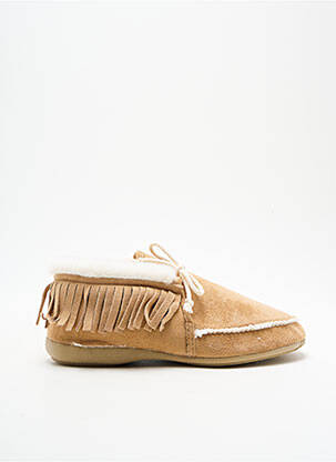 Chaussons/pantoufles tissage velours talon plat jusqu'à 3cm beige SOIR ET MATIN femme