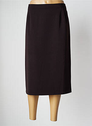 Jupe mi-longue taille à pinces marron GEVANA femme