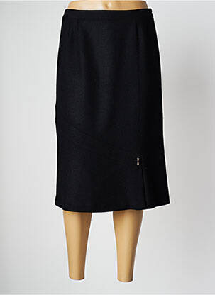 Jupe mi-longue taille haute noir GEVANA femme