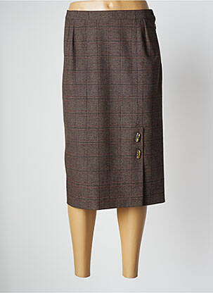 Jupe mi-longue taille à pinces marron GEVANA femme