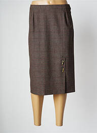 Jupe mi-longue taille à pinces marron GEVANA femme