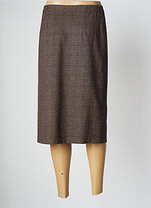 Jupe mi-longue taille à pinces marron GEVANA femme