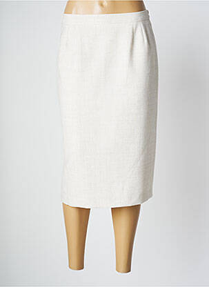 Jupe mi-longue taille à pinces beige GEVANA femme