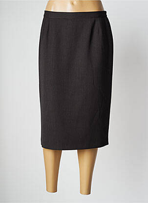 Jupe mi-longue taille à pinces marron GEVANA femme