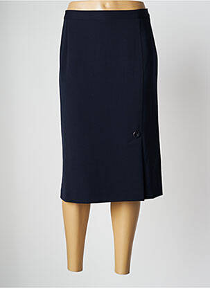 Jupe mi-longue taille à pinces bleu GEVANA femme