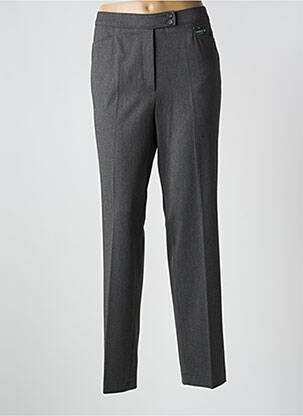Pantalon droit fermeture zippée sous rabat boutonné taille normale gris ZERRES femme