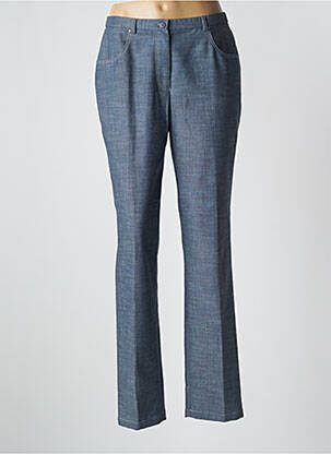 Pantalon droit fermeture zippée sous rabat boutonné taille normale bleu PAUPORTÉ femme