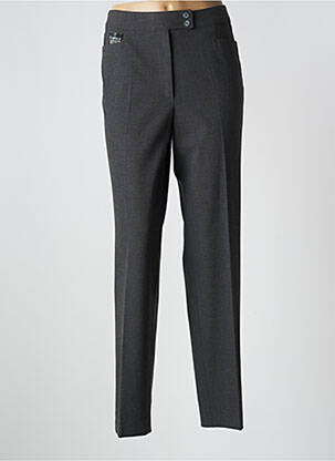 Pantalon droit fermeture zippée sous rabat boutonné taille normale gris ZERRES femme