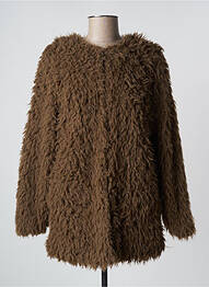 Manteau long coupe droite sans capuche vert ICHI femme