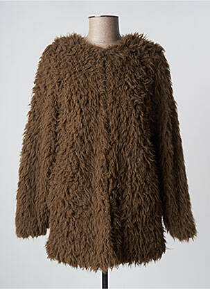 Manteau long coupe droite sans capuche vert ICHI femme