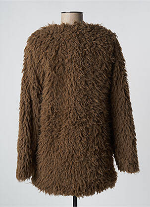 Manteau long coupe droite sans capuche vert ICHI femme