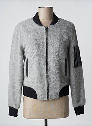 Blouson col v gris BOMBERS femme