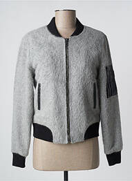Blouson col v gris BOMBERS femme