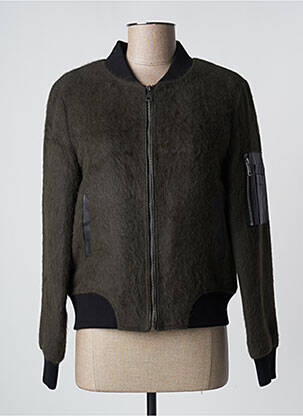 Blouson col v vert BOMBERS femme