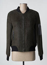 Blouson col v vert BOMBERS femme