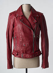 Veste en cuir rouge clair LADC pour femme seconde vue