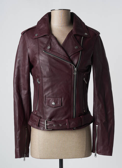 Veste en cuir rouge LADC pour femme