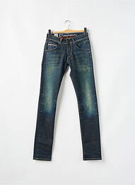 Jeans coupe slim fermeture boutonnée sur le devant taille basse bleu DONOVAN homme