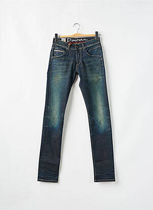 Jeans coupe slim fermeture boutonnée sur le devant taille basse bleu DONOVAN homme