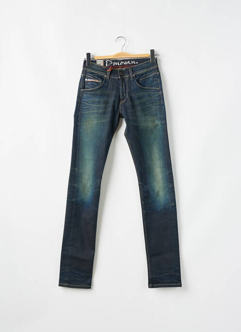 Jeans coupe slim fermeture boutonnée sur le devant taille basse bleu DONOVAN homme