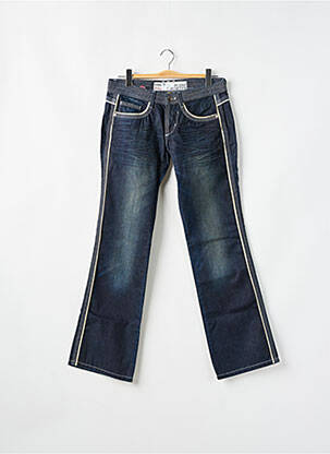 Jeans coupe droite fermeture zippée sous rabat boutonné taille basse bleu FREEMAN T.PORTER homme
