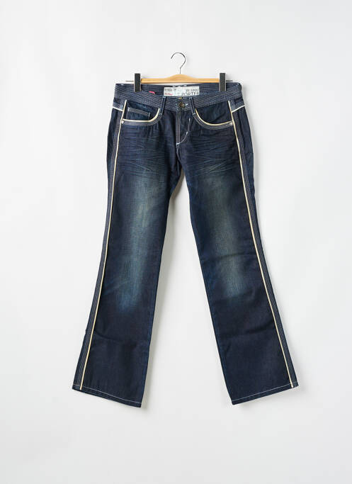 Jeans coupe droite fermeture zippée sous rabat boutonné taille basse bleu FREEMAN T.PORTER homme