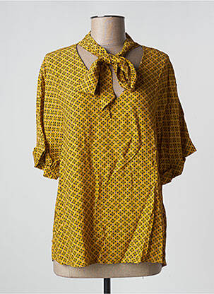 Blouse imprimé fleurs manches courtes jaune EMA BLUE'S femme