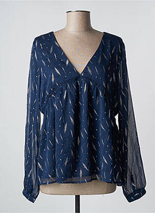 Blouse légère et transparente manches longues bleu GRACE & MILA femme