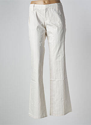 Pantalon flare fermeture zippée sous rabat avec crochet taille basse beige FREEMAN T.PORTER femme