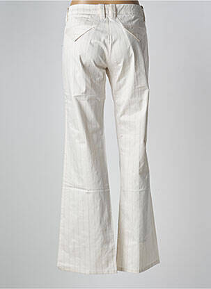 Pantalon flare fermeture zippée sous rabat avec crochet taille basse beige FREEMAN T.PORTER femme