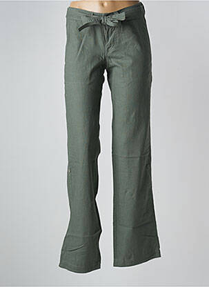Pantalon droit fermeture zippée sous rabat boutonné taille basse vert ONLY femme