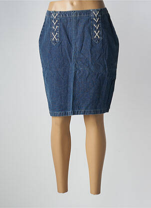 Jupe mi-longue taille à pinces bleu TEDDY SMITH femme